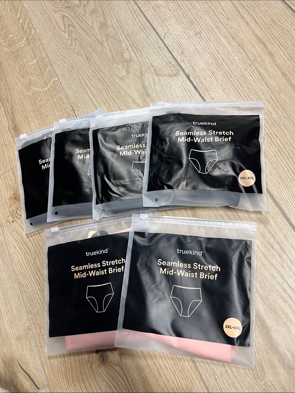truekind Seamless Stretch Mid-Waist Briefs — Light Pink (2-Pack) Black (4-Pack)